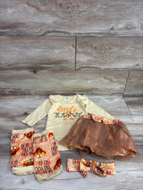 NWOT Little Turkey 4pc Bodysuit, Skirt, Leg Warmers, & Headband Set Yellow sz 9-12m
