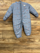 OshKosh Floral Plush Lined Bunting Blue sz 6-9m