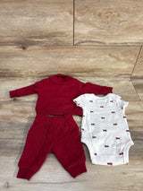 Carter's 3pc Quilted Button Up Jacket, Bodysuit, & Pants Set Red sz Newborn