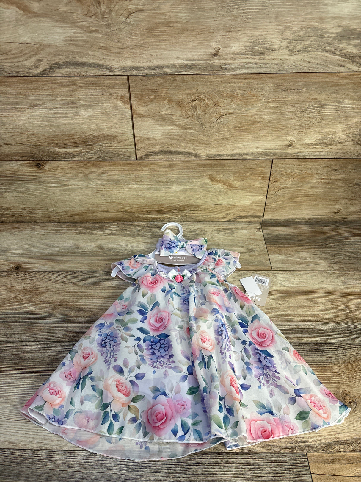 NEW Baby Starters 2pc Floral Bodysuit Dress & Headband Set Lilac sz 12m