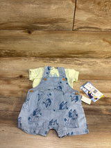 NEW Bluey 2pc Shirt & Chambray Shortalls Set Green sz Newborn