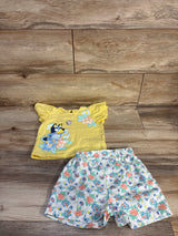 Bluey 2pc Ruffle Floral Short & Shorts Set Yellow sz 2T