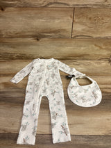 NEW Country Road Organic 2pc Koala Print Convertible Sleeper & Bib White sz 3-6m