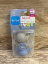 NEW MAM Original Matte Collection 2pk Pacifiers, Grey/Blue 0-6m