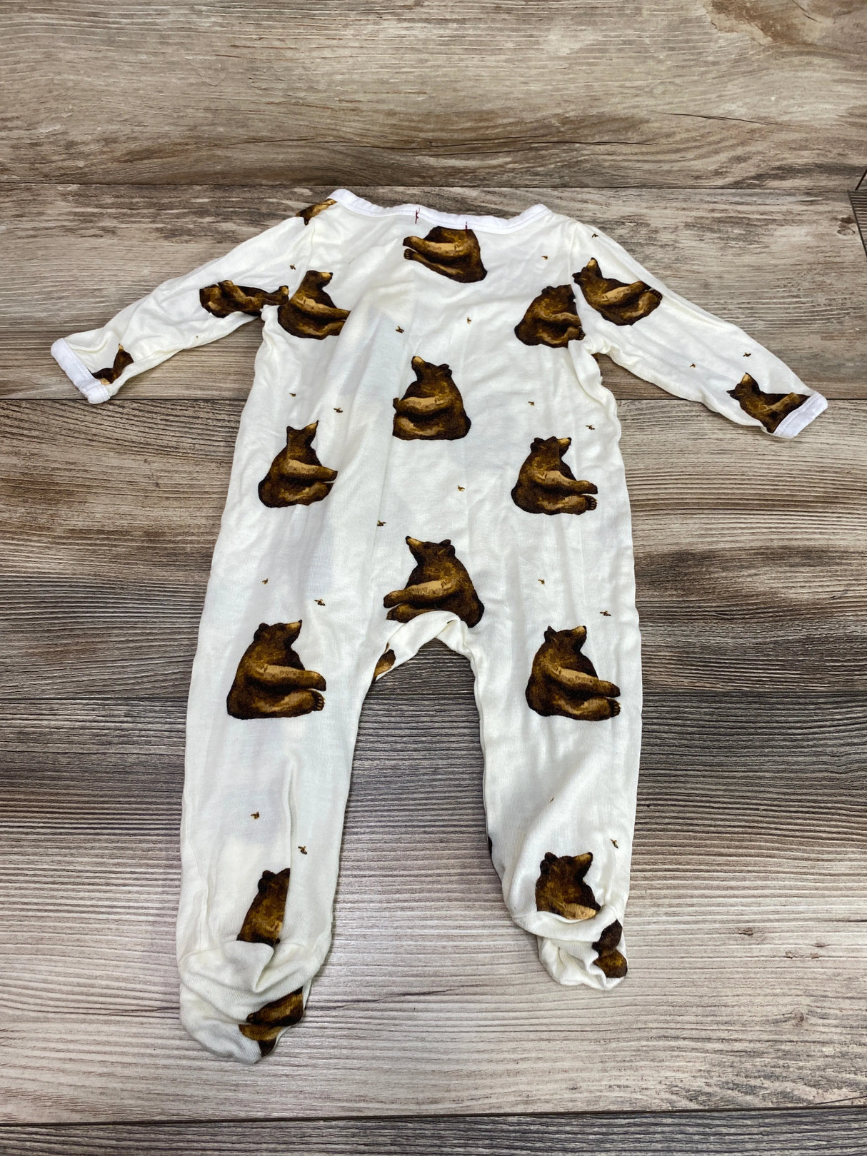 Milk Barn Honey Bear Bamboo Zipper Footed Romper sz 3-6m