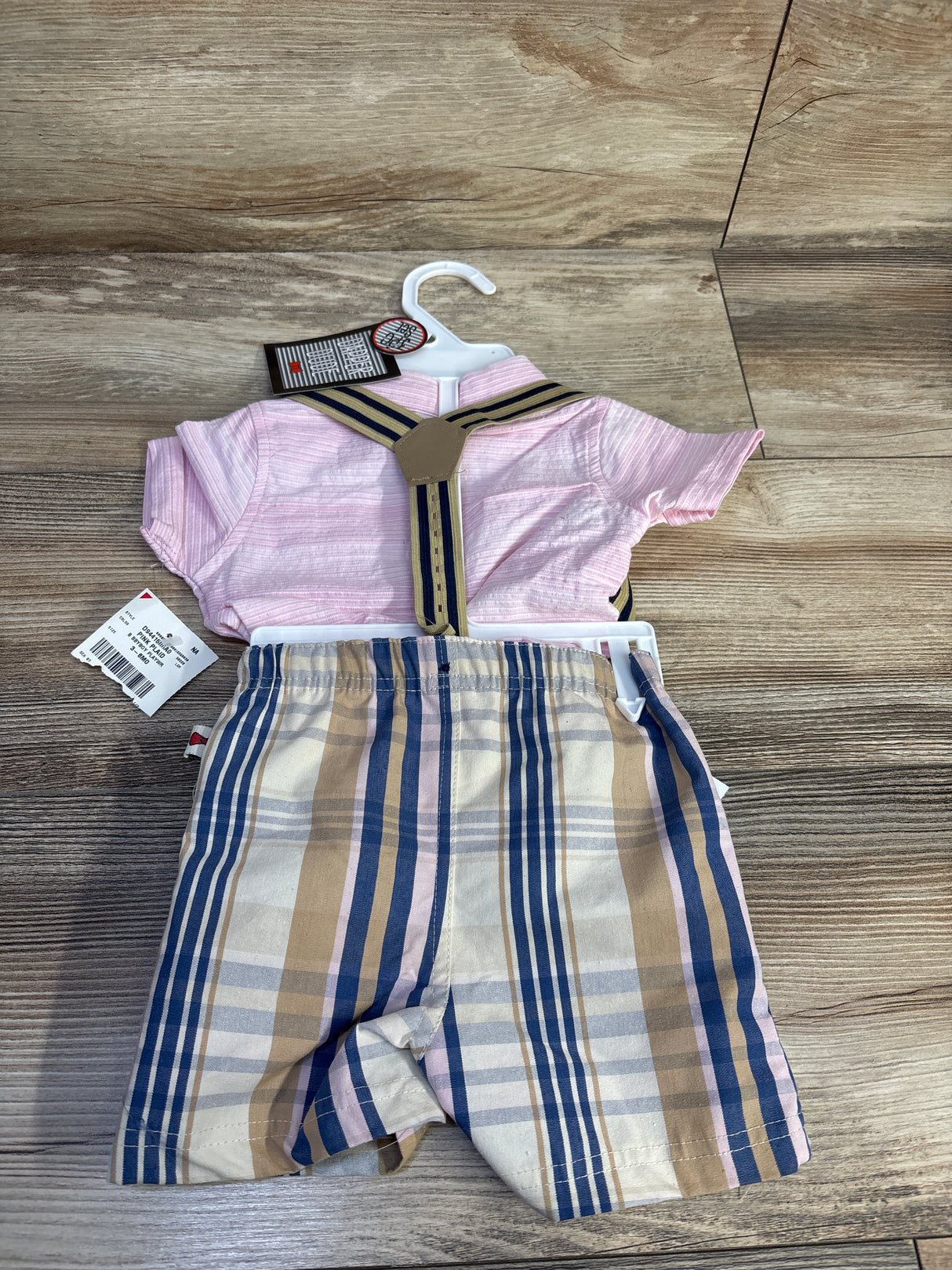 NEW Dapper Dude 3pc Suspender Set Pink sz 3/6m