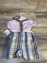 NEW Dapper Dude 3pc Suspender Set Pink sz 3/6m