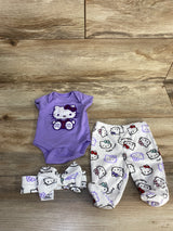 Hello Kitty 3pc Bodysuit Set Lilac sz Newborn