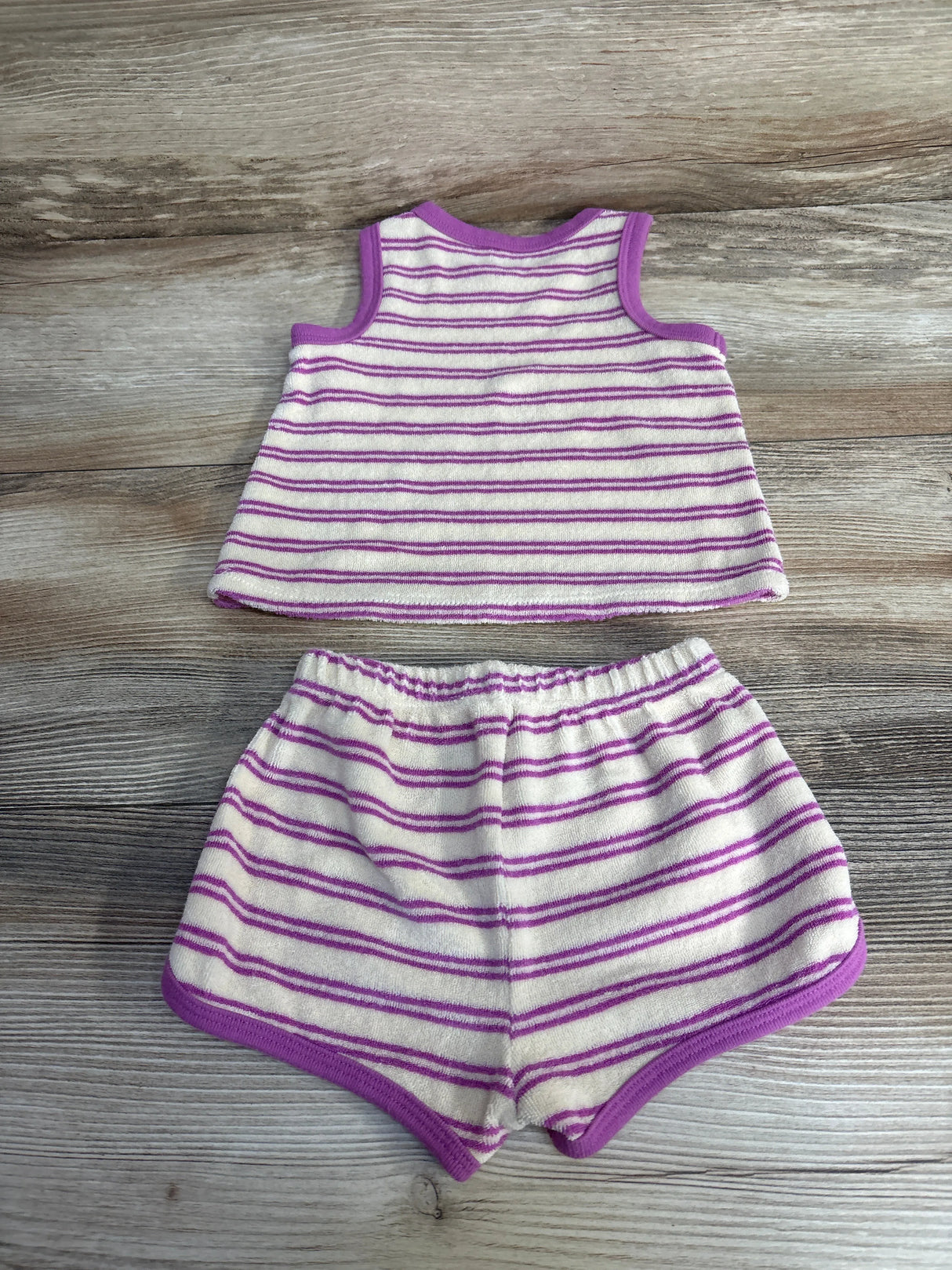 Cat & Jack 2pc Striped Terry Cloth Tank Top & Shorts Purple sz 3-6m