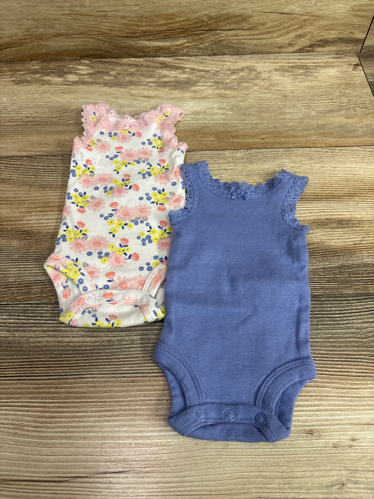 Simple Joys 2pk Lace Trim Tank Bodysuits Blue sz Preemie
