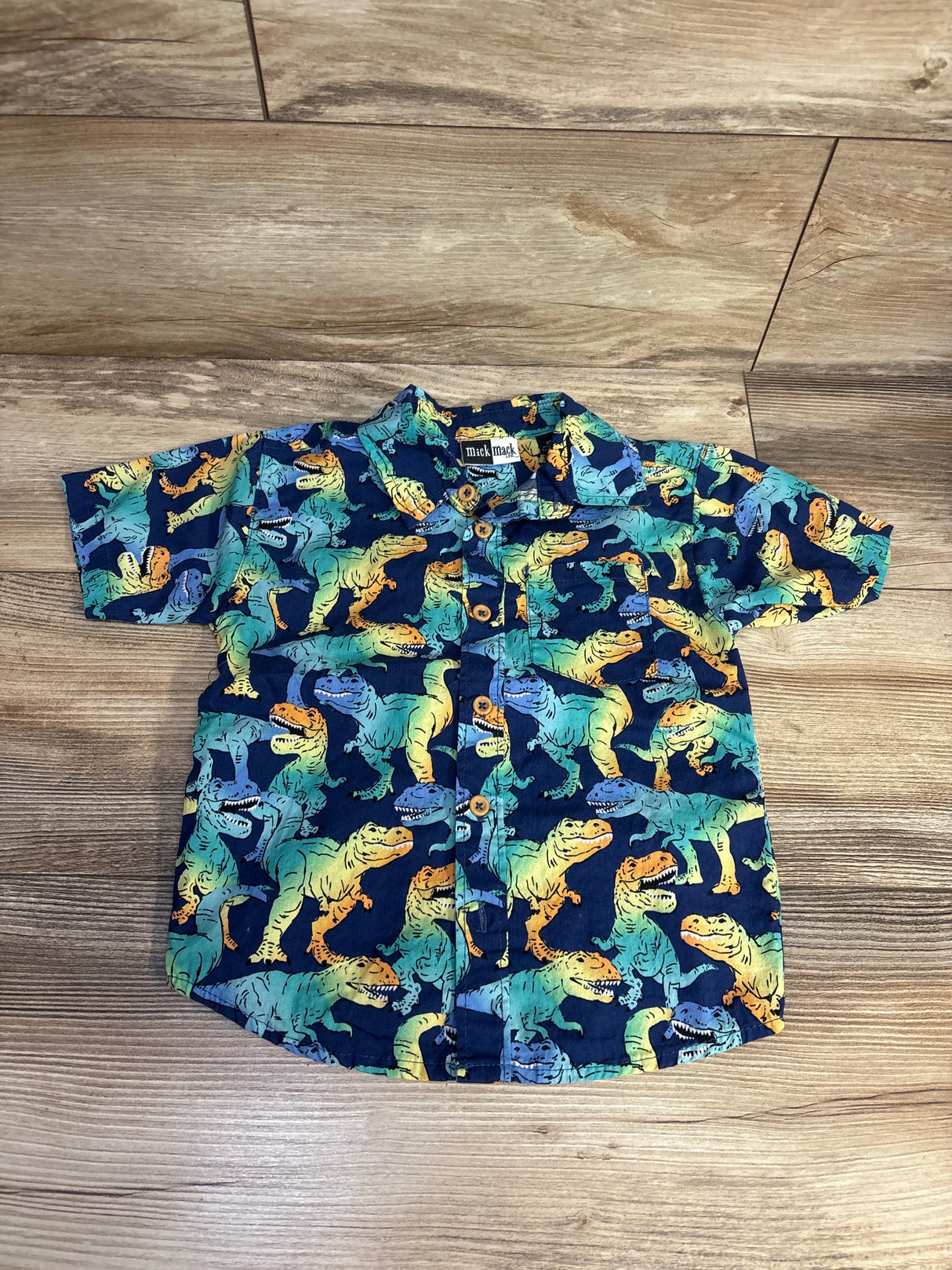 Mick Mack Dinosaur Button Up Shirt Blue sz 3T