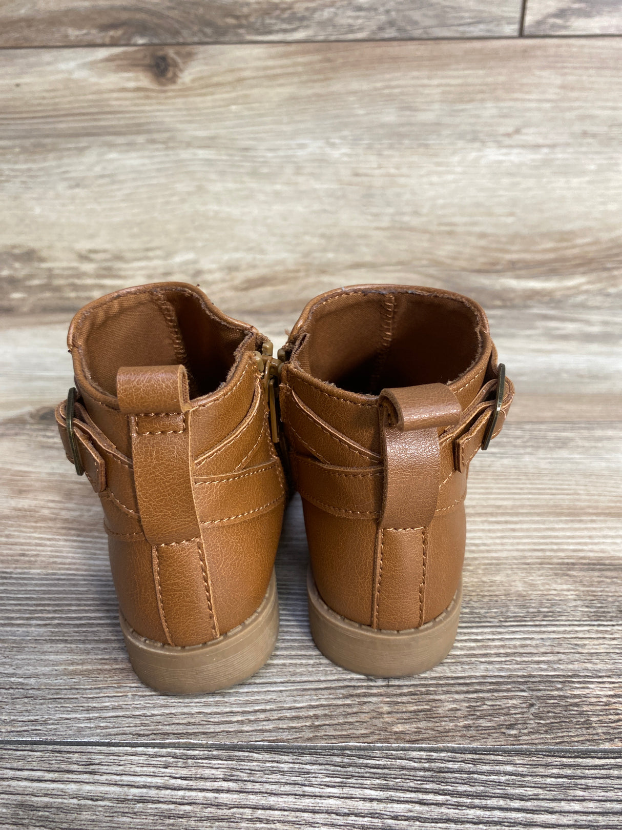 Old Navy Faux-Leather Buckled Ankle Boots Brown sz 8c