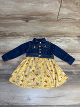 Picapino 2pc Denim Jacket & Butterfly Dress Set Yellow sz 6-9m