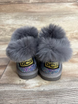 Glitter Faux Fur Ankle Boots Grey sz 5c