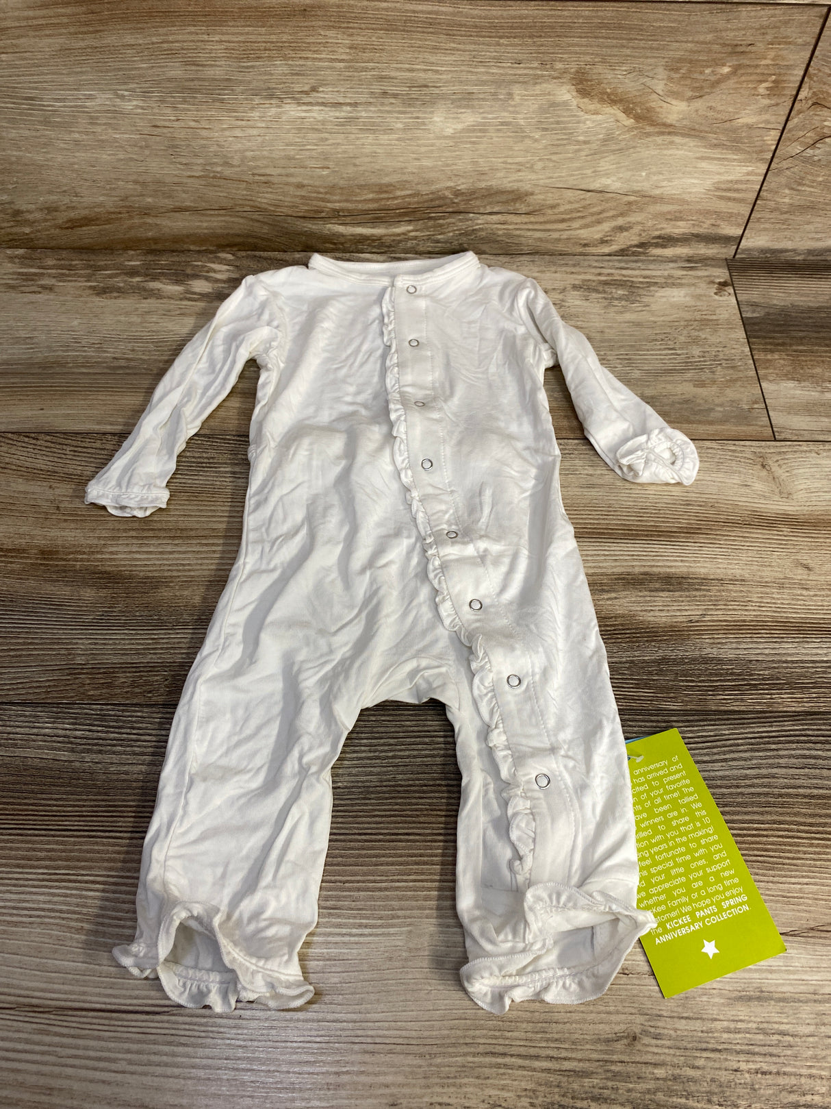 NEW KicKee Pants Classic Ruffle Coverall in Natural 3-6m