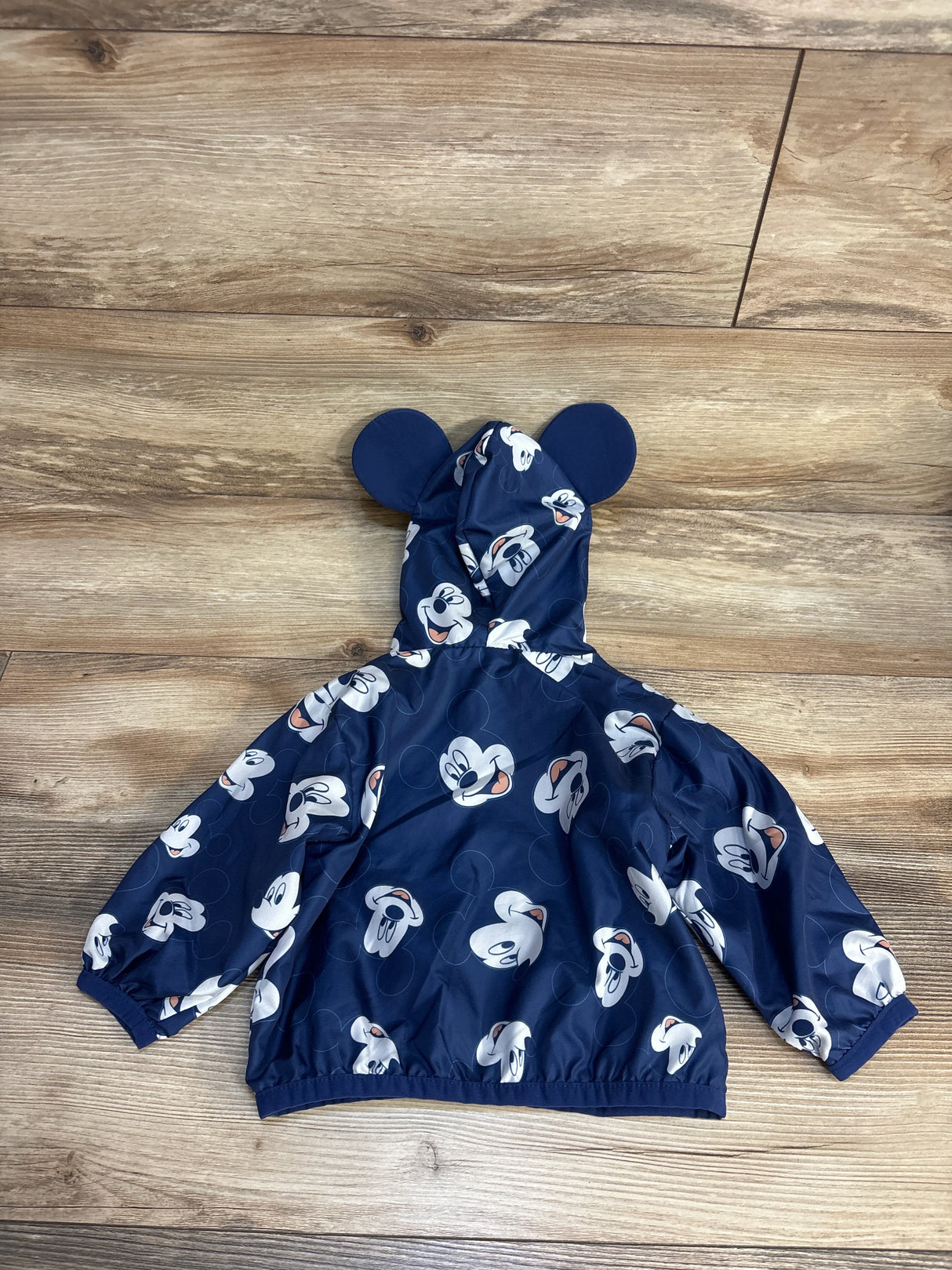 Blue Mickey Mouse toddler raincoat with hood ears, kids' waterproof jacket for sale
