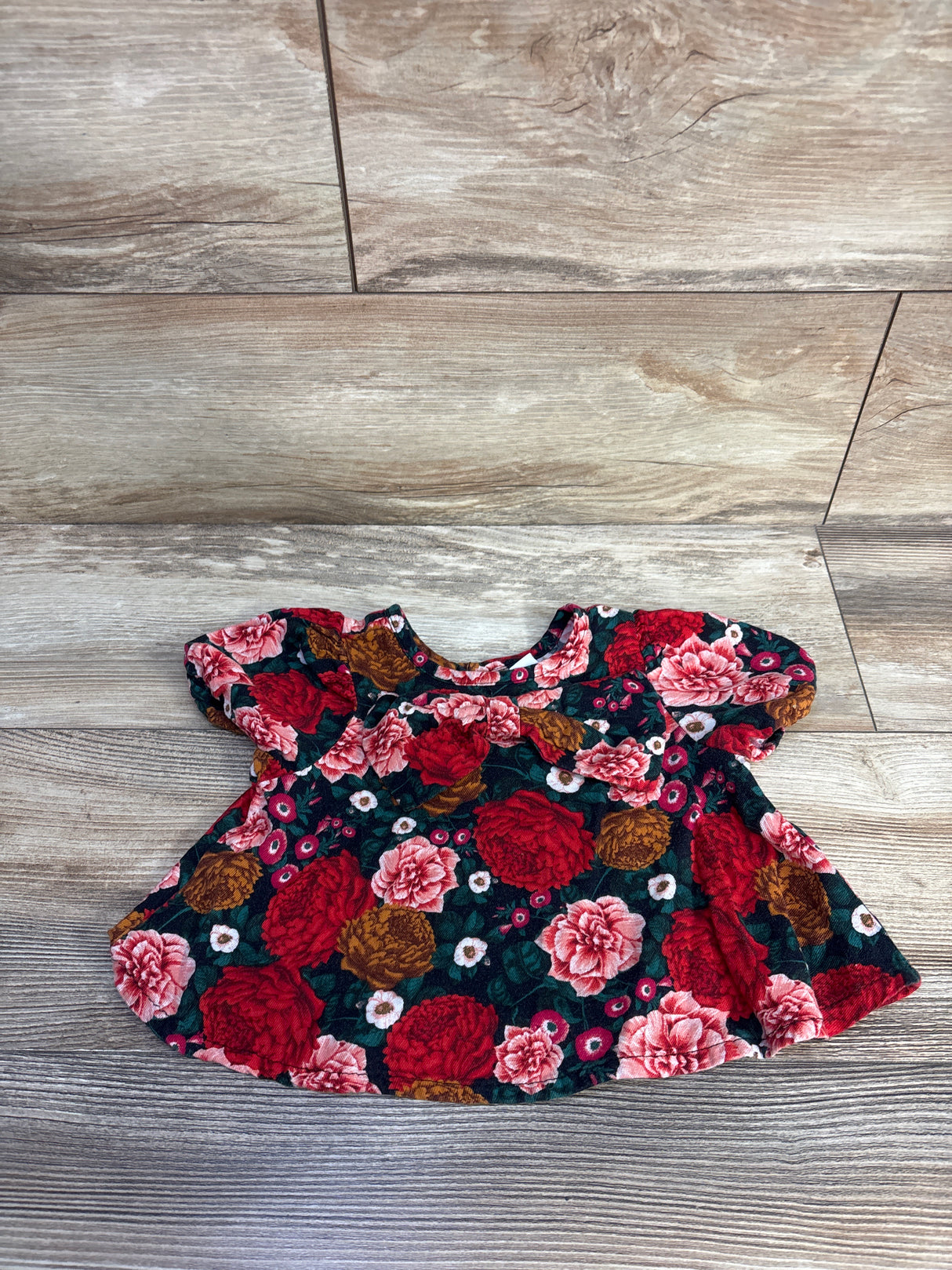 Old Navy Floral Bow Top Green sz 12-18m