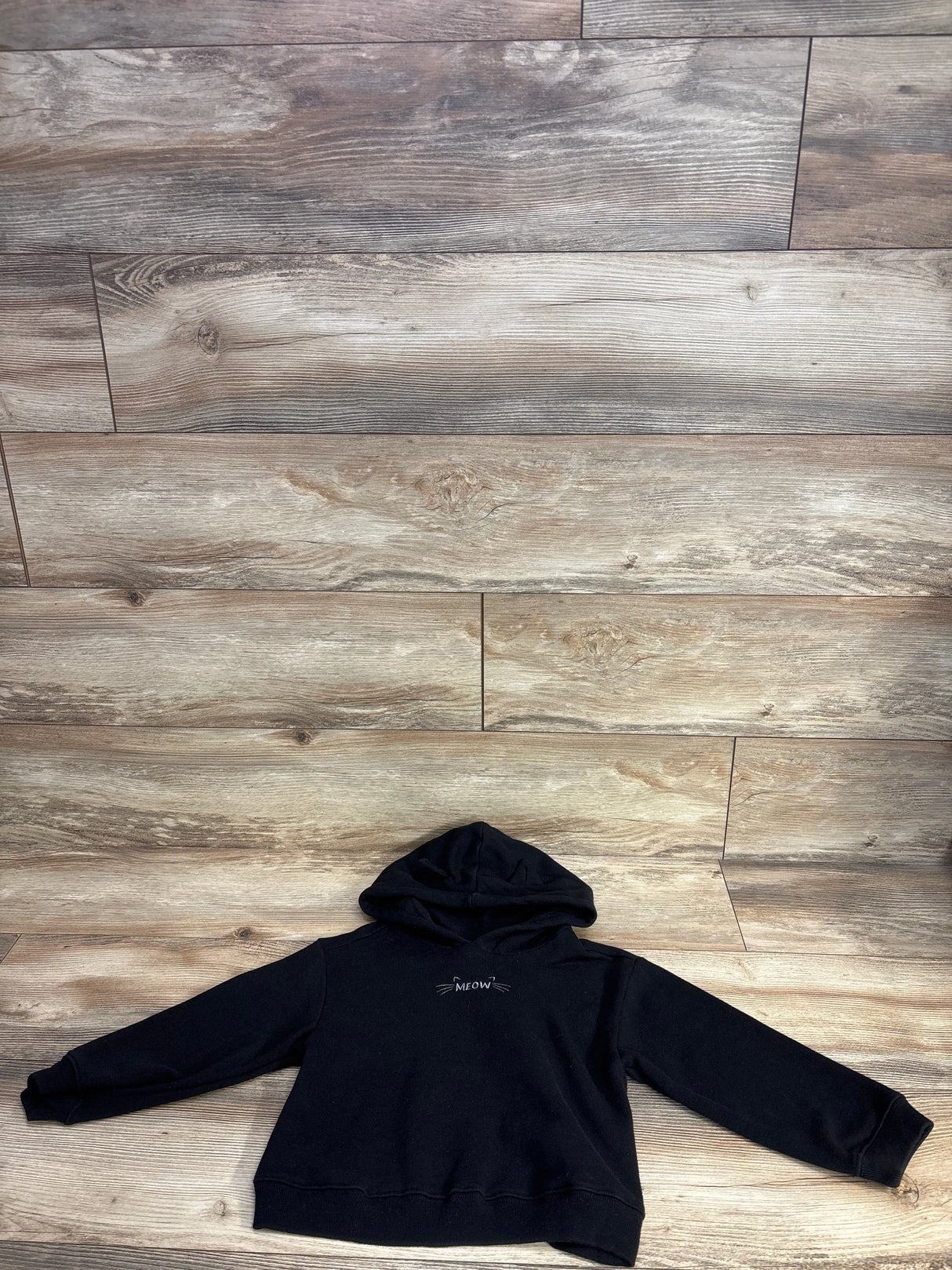 Baby Gap Pull Over Meow Hoodie Black sz 5T