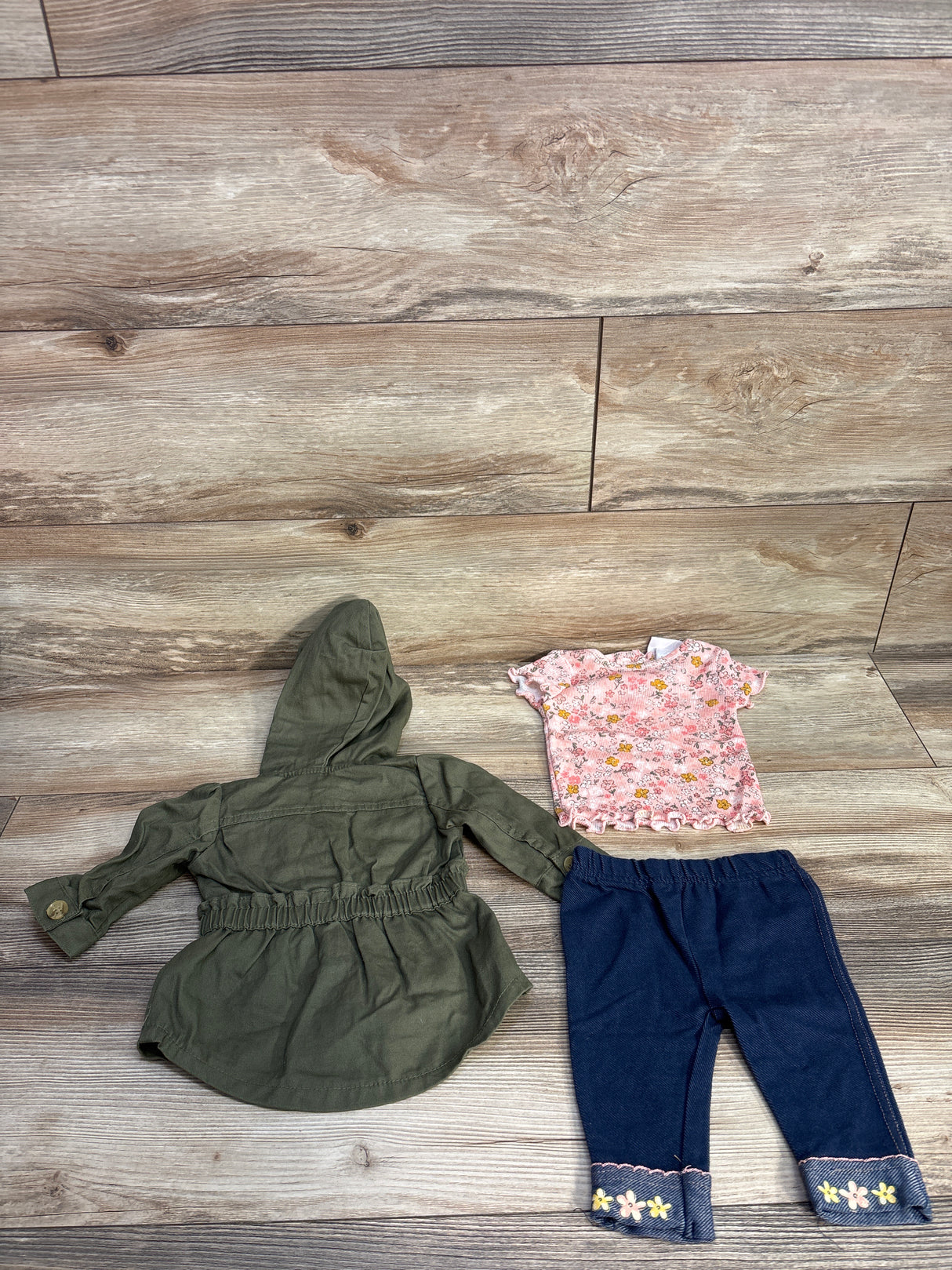 Little Lass 3pc Floral Jacket Set Green sz 3-6m
