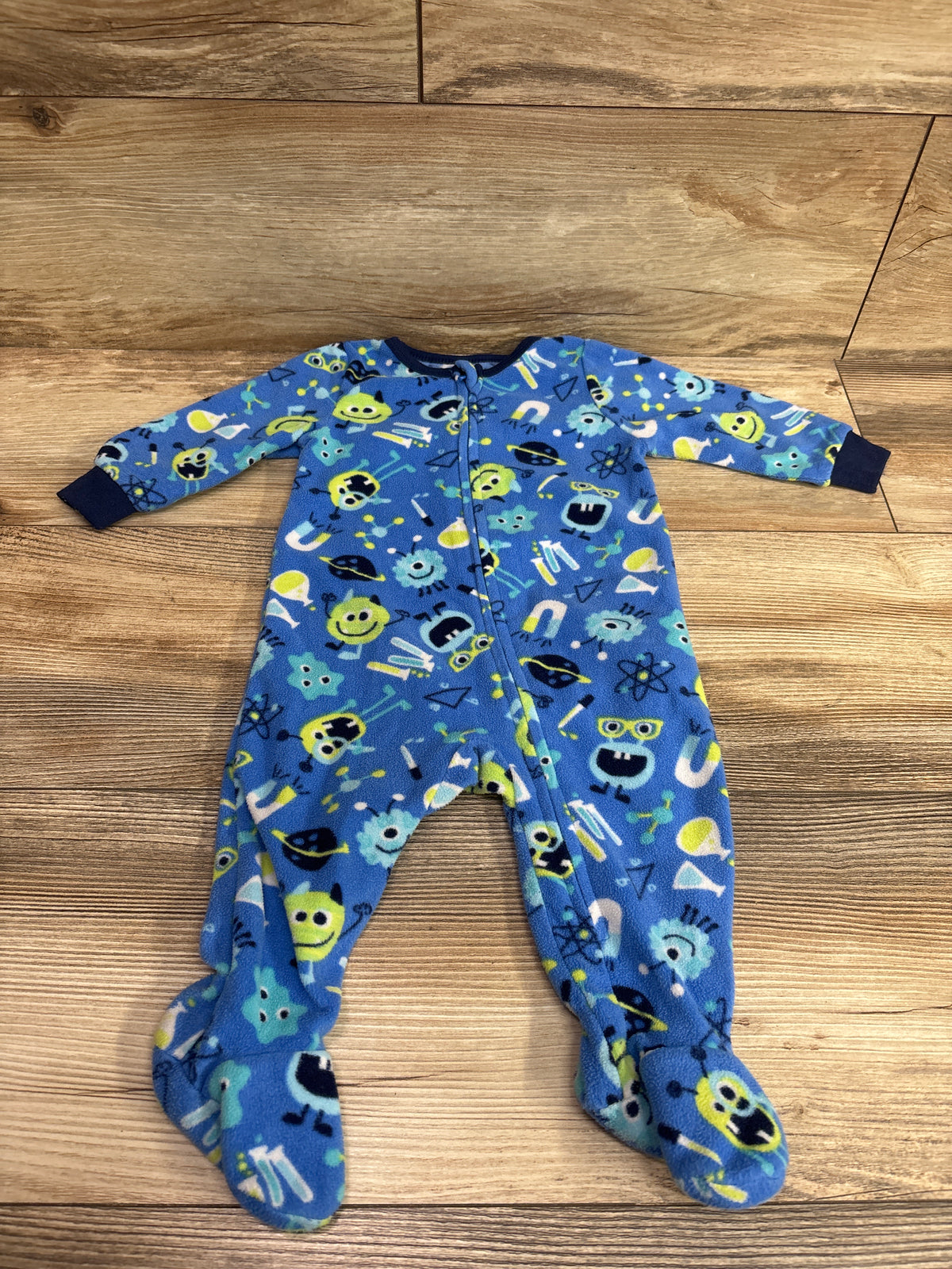 Kids Headquarters Monster Print Blanket Sleeper Blue sz 6m