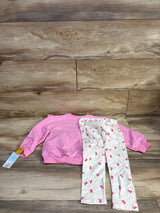 NEW Cat & Jack 2pc Sweet Heart Ruffle Sweatshirt & Leggings Set Pink sz 4T