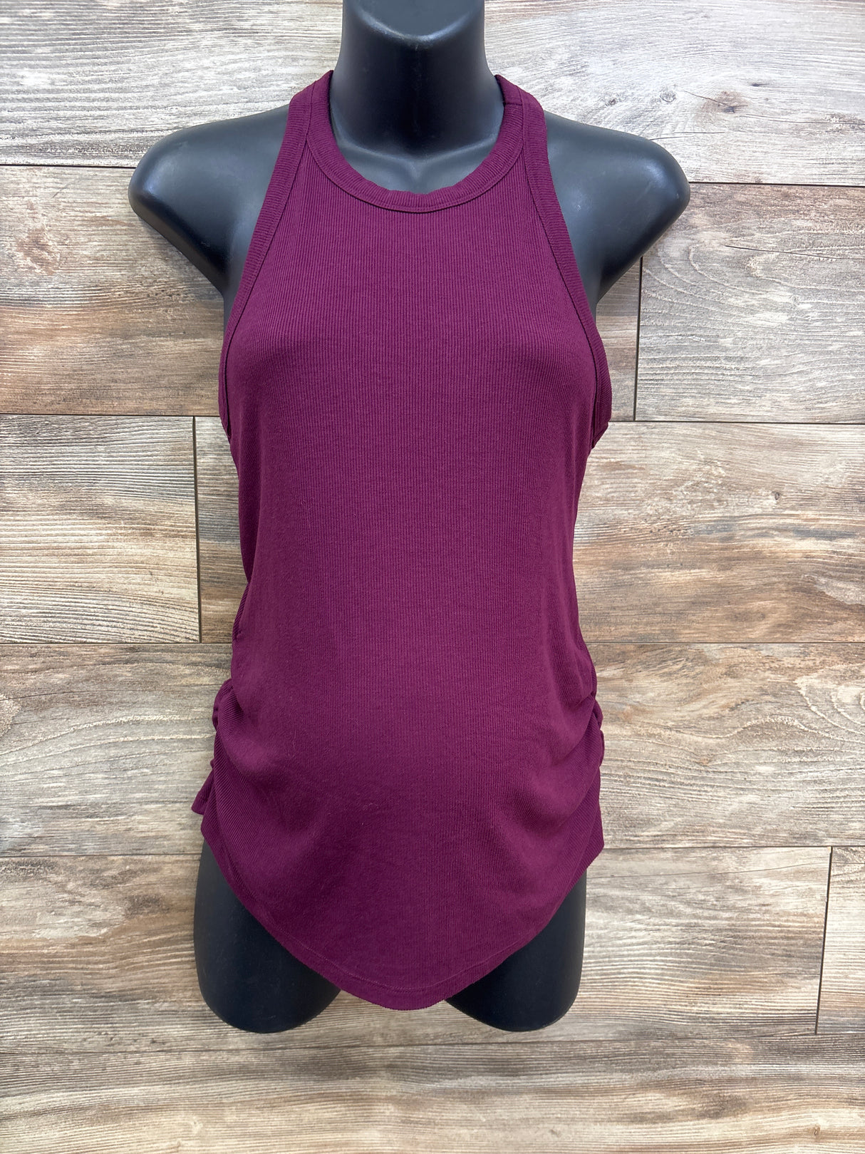 Ruched Maternity Ribbed Tank Maroon sz Small