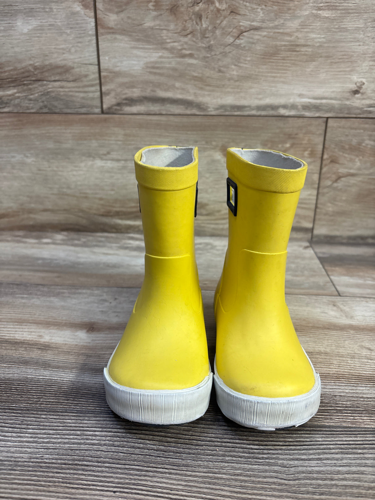 Lands' End Pull On Splash Rubber Rain Boots Yellow sz 8c