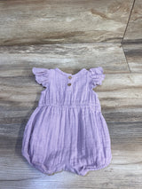 City Mouse Organic Flutter Sleeve Bubble Gauze Romper Lilac sz 0-3m