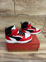 NEW Puma Rebound V6 Easy On Mid Top 'Black-Red' Sneakers sz 8c