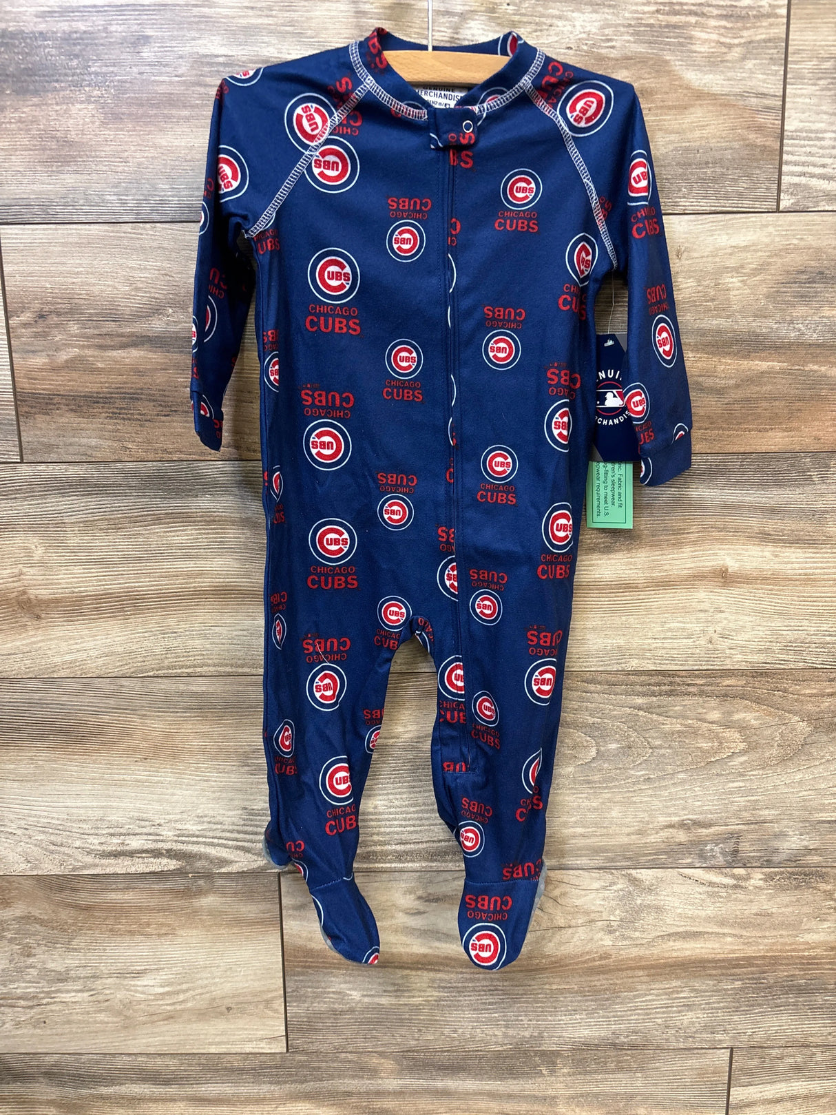 NEW MLB Chicago Cubs Raglan Zip Up Footie Blue sz 18m - Me n Mommy To Be