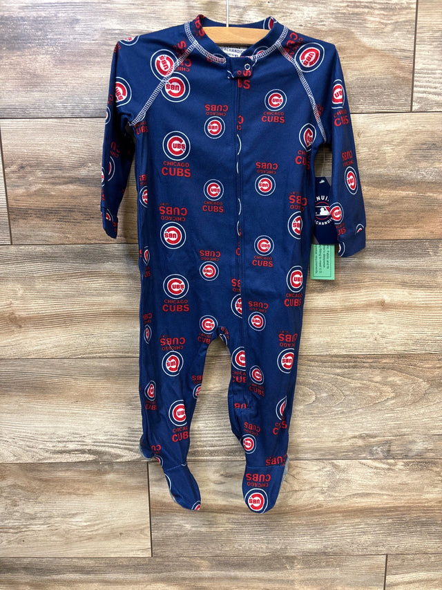 NEW MLB Chicago Cubs Raglan Zip Up Footie Blue sz 18m - Me n Mommy To Be