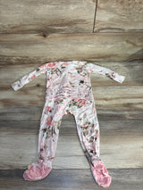 Posh P Vintage Pink Rose Footie Ruffled Zippered One Piece sz 12-18m