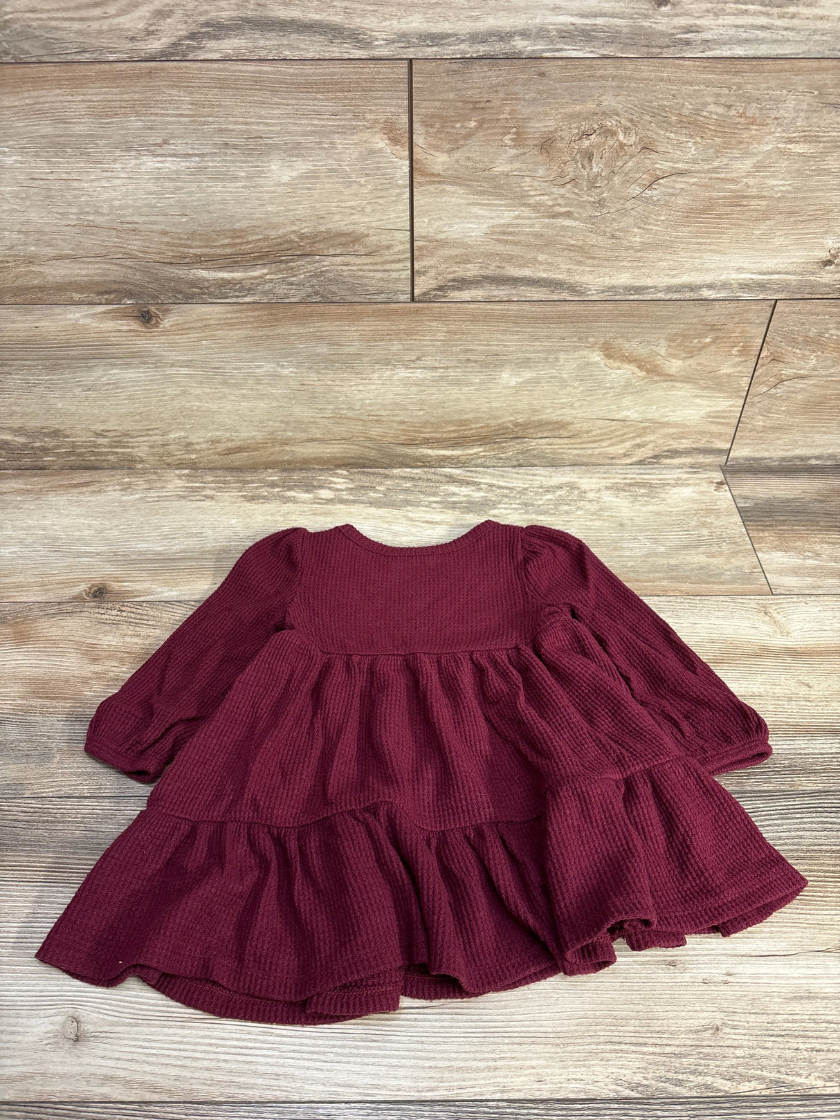 Cat & Jack Waffle Knit Dress Burgundy sz 18m