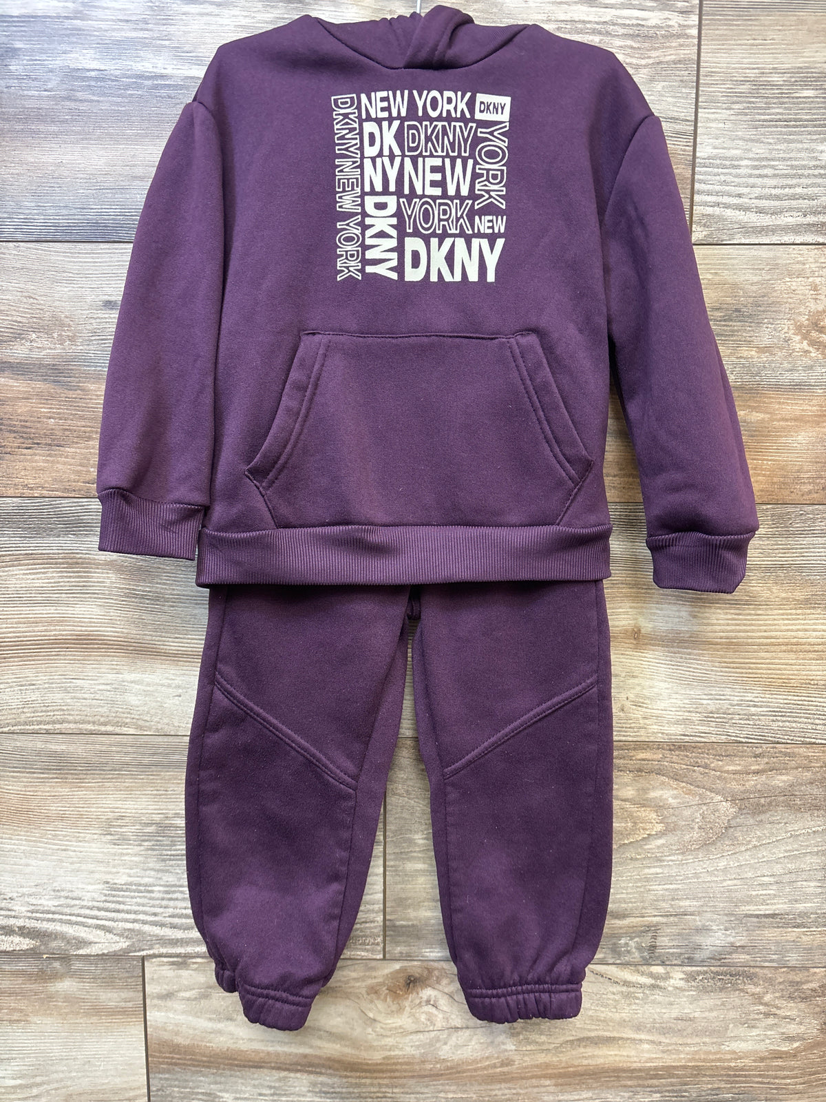 DKNY 2pc New York Pullover Hoodie & Joggers Set Purple sz 3T