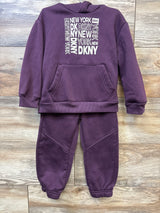 DKNY 2pc New York Pullover Hoodie & Joggers Set Purple sz 3T