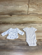 Just One You 2pc Kimono Shirt & Bodysuit Set White sz Preemie