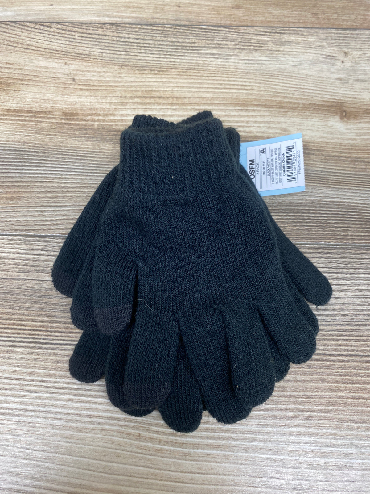 NEW Cat & Jack Tech-Touch Gloves Black 3pk OSFM