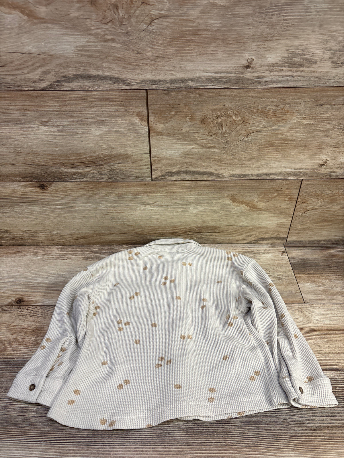 Carter's Waffle Knit Long Sleeve Button-Up Shirt Beige sz 3T