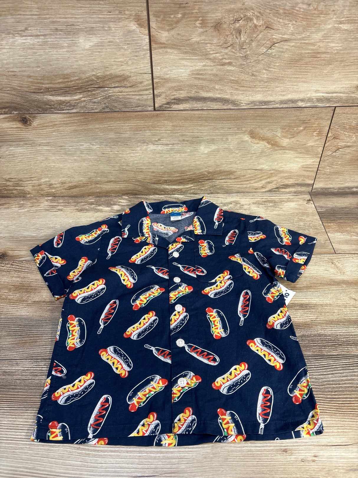 NEW Old Navy Button-Up Hot Dog Shirt Navy sz 4T