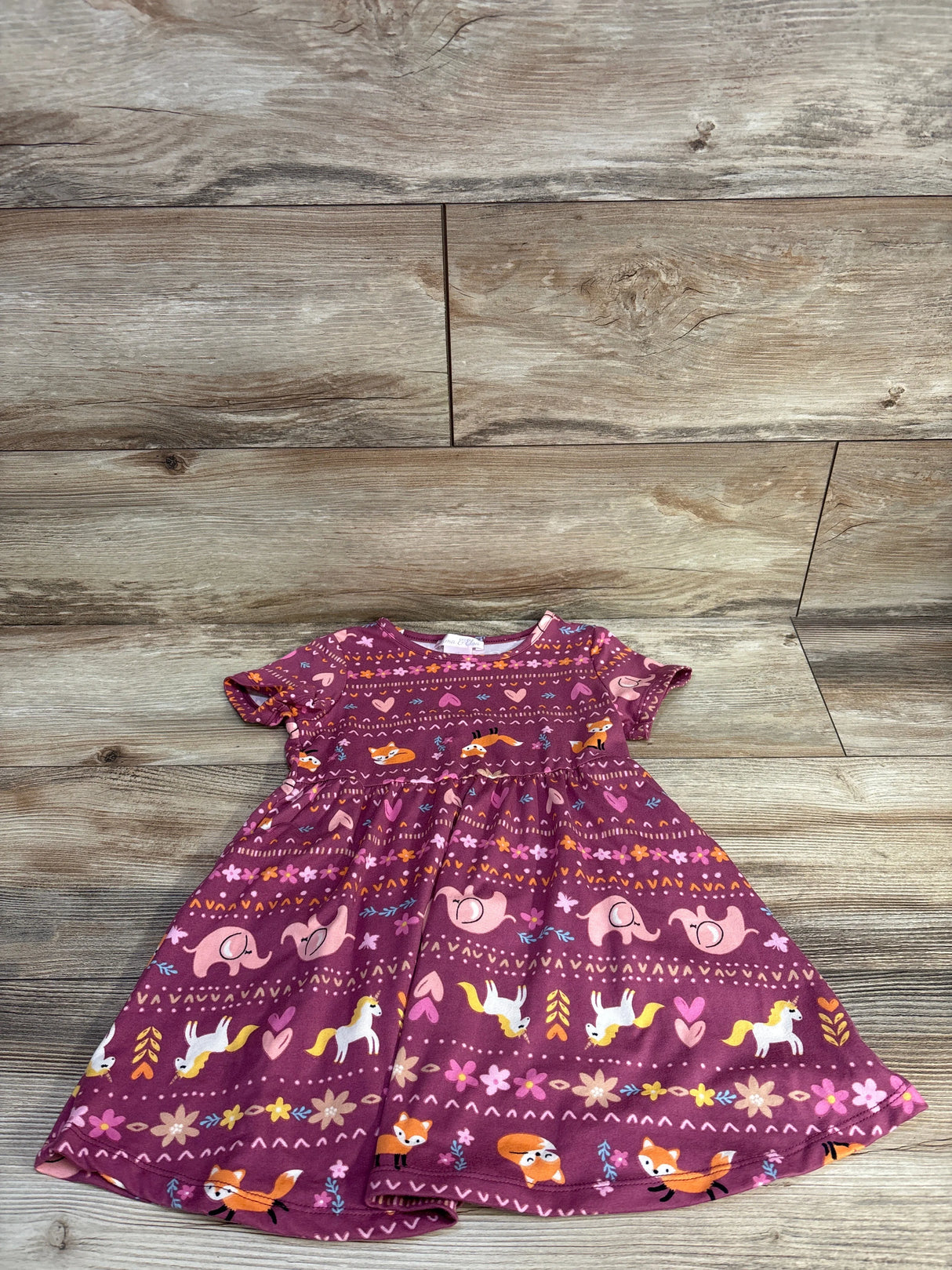 Emma & Elsa Floral Animal Print Dress Mauve sz 4T