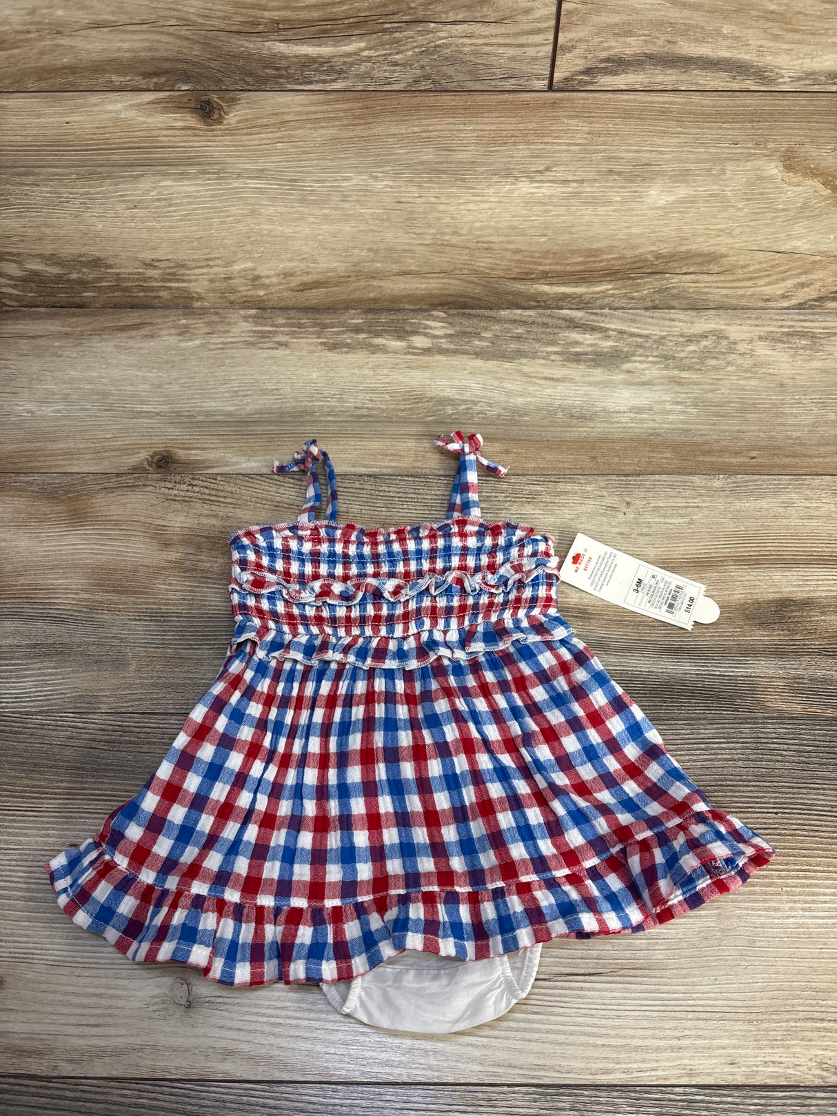 NEW Cat & Jack 2pc Red White & Blue Dress with Bloomers Set sz 3-6m