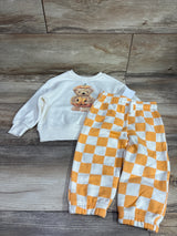 NEW Grayson Mini 2pc Pumpkin Bear Sweatshirt & Pants Set Ivory sz 18m