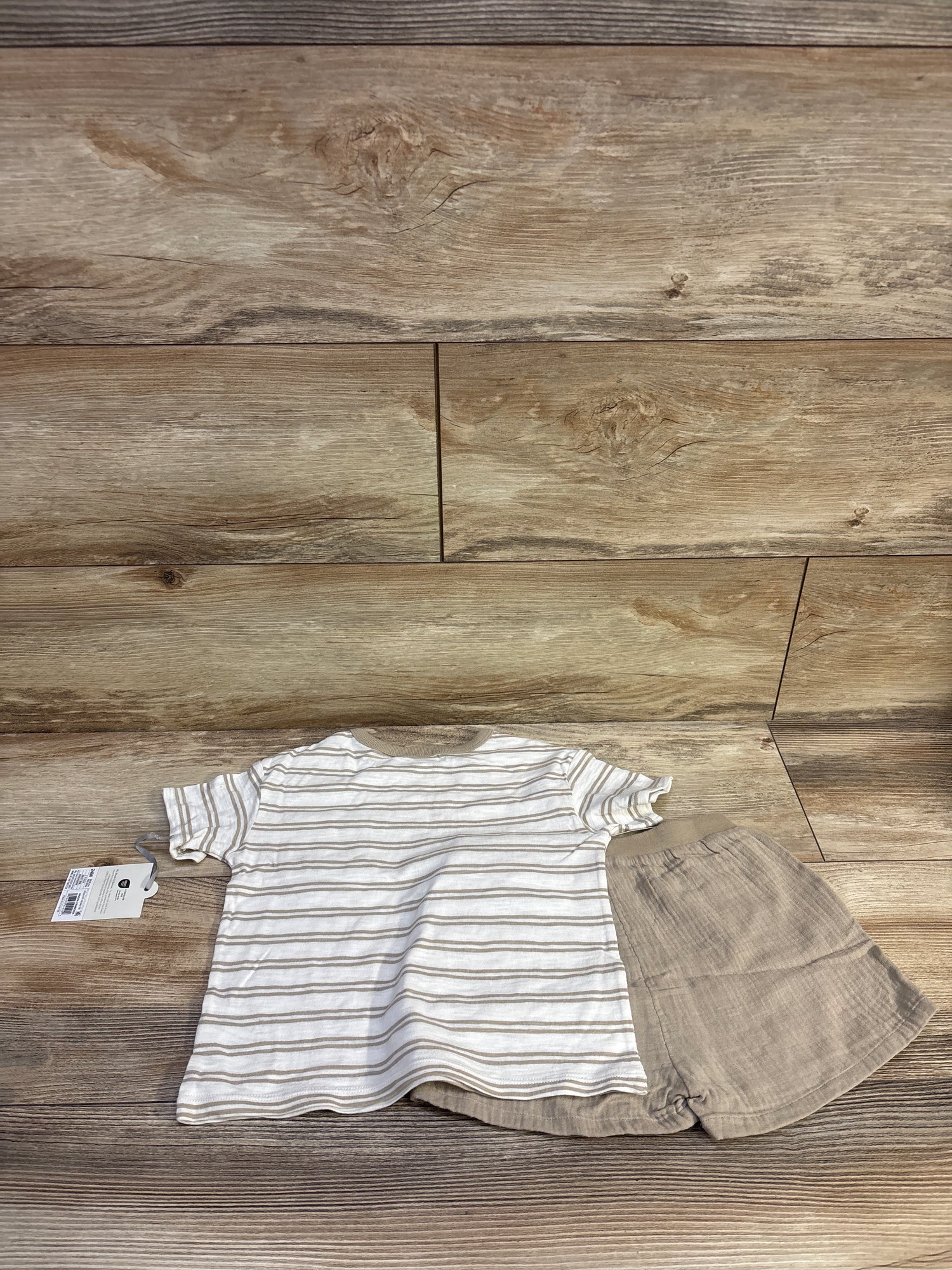 NEW Cloud Island 2Pc Pocket Shirt & Short Set Beige sz 24m