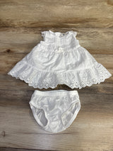 Oshkosh 2pc Textured Eyelet Dress & Bloomers Set White sz 3m