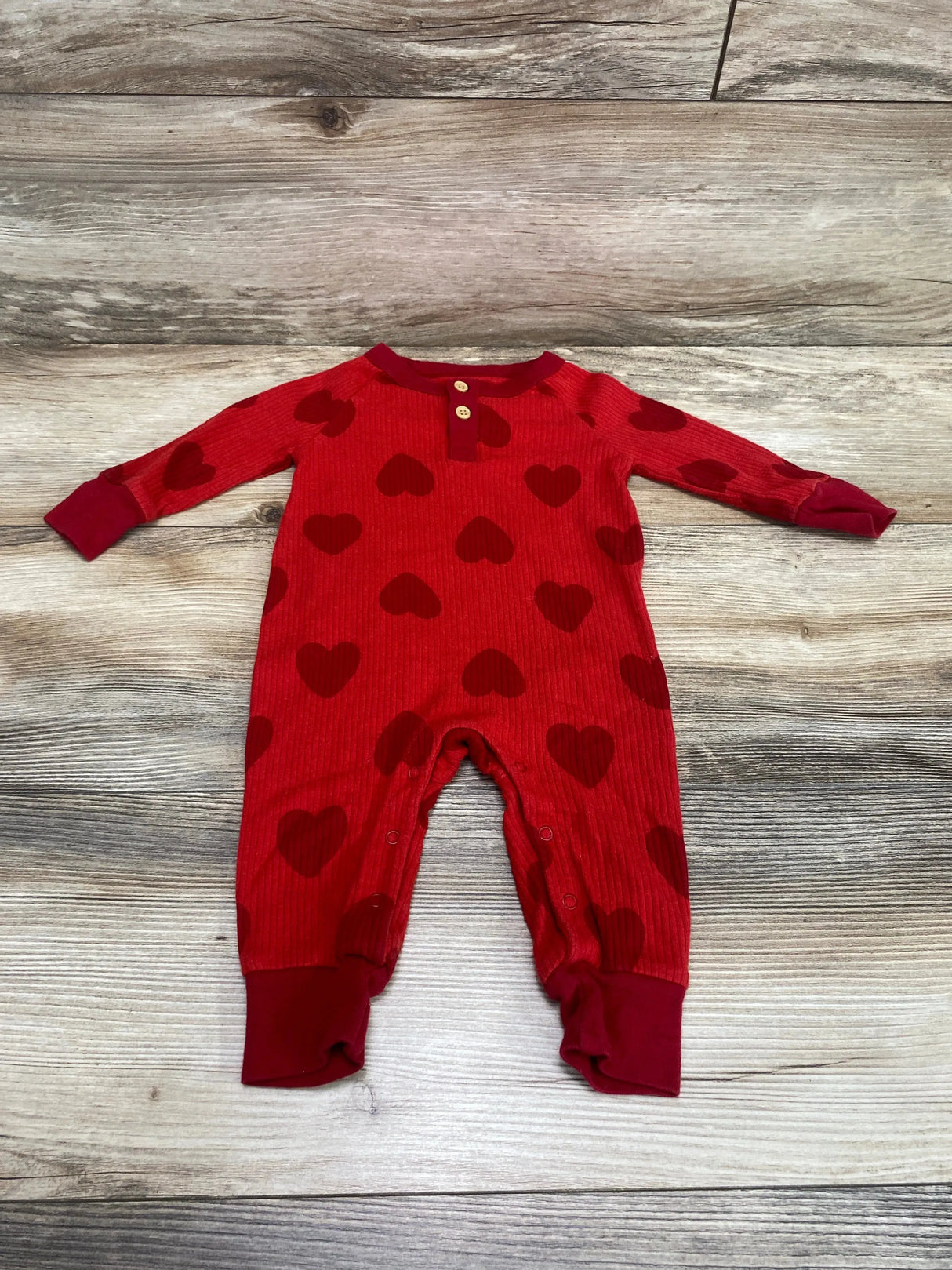 Cat & Jack Henley Hearts Coverall Red sz 3-6m