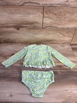 Baby Gap 2pc Lemon Rash Guard Top & Bikini Bottoms Set Teal sz 2T
