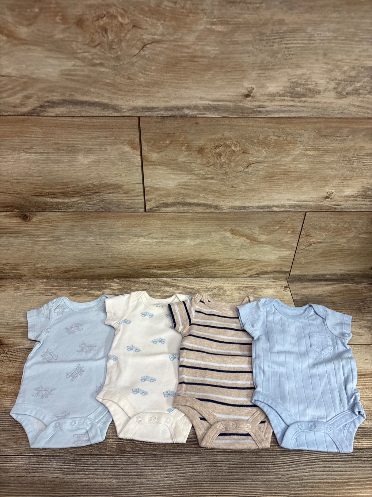 Member's Mark 4pk Organic Bodysuits Blue sz Newborn