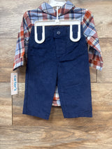 NEW Just One You 2pc Flannel Bodysuit & Corduroy Pants Orange sz 6m