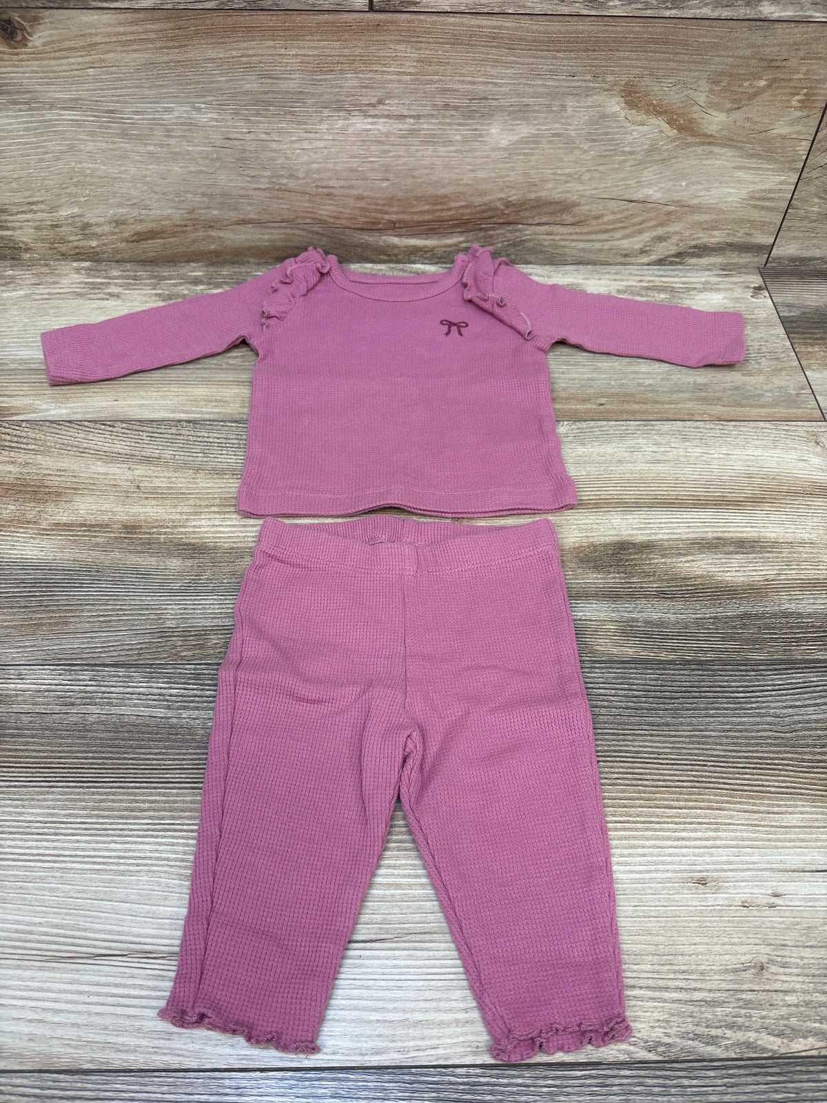 Just One You 2pc Waffle Knit Shirt & Pants Set Mauve sz 3m
