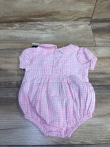 NEW Mud Pie Gingham Pumpkin Bubble Romper Pink sz 6-9m